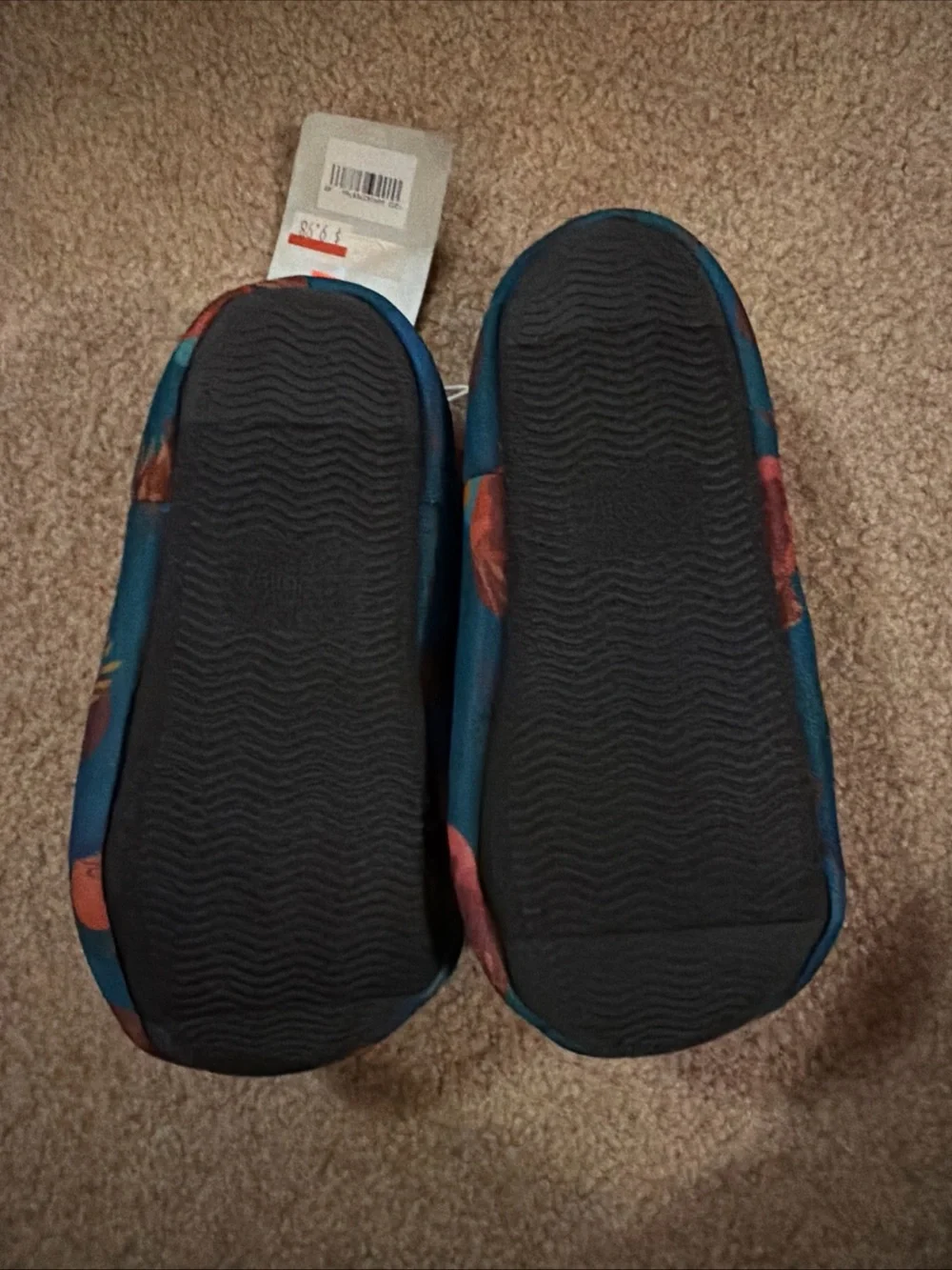 NWT Disney Store Frozen 2 slippers kids featuring teal floral pattern Size 13/1